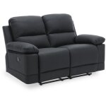 Denys - canap 2 places relax manuel simili cuir noir