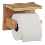 Dérouleur papier toilette avec mini étagère, pour portable & lingettes, en bambou, hxlxp : 12x16x10 cm, ... Dérouleur papier toilette avec mini étagère, pour portable & lingettes, en bambou, hxlxp : 12x16x10 cm, ...