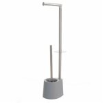Dérouleur papier toilette, réserve et brosse wc gris et chrome Dérouleur papier toilette, réserve et brosse wc gris et chrome
