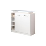 Mb moebel - meuble d'entrée avec led 87x97x34cm 2 portes console modèle paola blanc Mb moebel - meuble d'entrée avec led 87x97x34cm 2 portes console modèle paola blanc