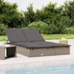 Bonnevie - bain de soleil  2 places - chaise de jardin transat de jardin avec coussins gris rsine tresse ...