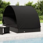 Bonnevie - bain de soleil 2 places avec toit - chaise de jardin transat de jardin - rond noir 211x112x140 ...