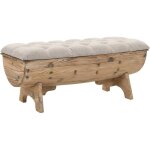 Bonnevie - banc coffre de rangement - banquette pouf bois massif et tissu 103 x 51 x 44 cm bv110317 - ...