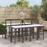 Ensemble table de bar + 8 chaises de bar de jardin - table haute avec 8 tabourets avec coussins noir ...