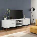 Bonnevie - meuble tv pour salon - armoire tv moderne molde blanc 158x40x49 cm bois de pin massif bv834242 ...