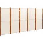 Paravent cloison de s�paration 5 panneaux, pour jardin, balcon, terrasse blanc cr�me 350x180 cm oib4138e ...