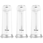 Desineo - lot de 3 distributeurs automatiques de savon, gel hydroalcoolique 330 ml gris et blanc soap ...