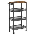 Desserte 4 niveaux, �tag�re de cuisine fin avec roulettes, cadre en acier, poign�e, petit espace, 22 ...