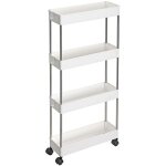 Calicosy - desserte blanche sur roulettes  4 niveaux - l12, 5 x h86 cm blanc
