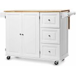 Desserte chariot de cuisine à roulettes avec 1 armoire à 3 niveaux et 3 tiroirs, 2 planches réglables ... Desserte chariot de cuisine à roulettes avec 1 armoire à 3 niveaux et 3 tiroirs, 2 planches réglables ...