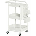 Desserte chariot de rangement en mtal  roulettes 3 niveaux avec 2 range - couverts 4 crochets dim. ...