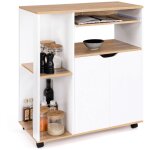Desserte de cuisine cosi bois blanc et plateaux faon htre l. 76 cm