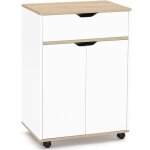 Desserte de cuisine cosy placard avec tiroir bois blanc et plateaux faon htre l. 60 cm