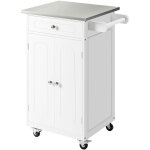 Desserte de cuisine multi - rangements 1 tiroir placard 2 portes avec tagre porte - torchons mdf blanc ...