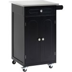 Desserte de cuisine multi - rangements 1 tiroir placard 2 portes avec tagre porte - torchons mdf noir ...