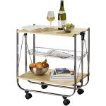 Desserte de cuisine pliante dinett wenko chariot de service roues pivotantes, supporte jusqu' 40kg, ...