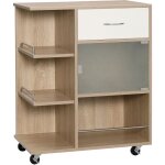 Desserte de cuisine style contemporain - 3 étagères, niche, porte verre, tiroir - effet bois naturel ... Desserte de cuisine style contemporain - 3 étagères, niche, porte verre, tiroir - effet bois naturel ...