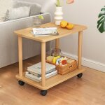 Flasidu - desserte de cuisine sur roulettes - mini table basse de salon - bois massif - roulant - couleur ...