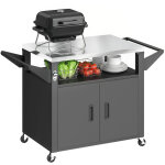 Desserte jardin - chariot barbecue - outsunny - plan de travail inox �tag�re coulissante armoire de rangement ...