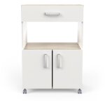 Desserte micro - ondes pour cuisine coloris chne kronberg, blanc mat - longueur 59, 6 x hauteur 88, ...