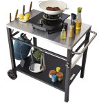 Vevor desserte plancha a 2 niveaux chariot de barbecue avec grand plan de travail en inox 85 x 55 cm ...