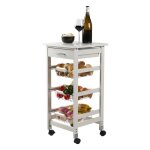 Desserte de rangement blanche sur roulettes ? 3 pani�res, dimensions 37x37x76 cm ? collection rollyx