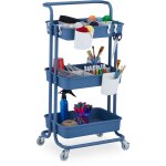 Desserte � roulettes, 3 niveaux, 2 freins, multi - usage pour cuisine et bureau, m�tal, hlp : 86x43x42cm, ...