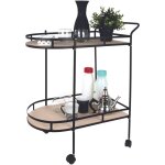 Desserte a roulettes bois et metal 2 niveaux