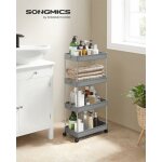 Desserte � roulettes, chariot de rangement, �tag�re roulante, 4 niveaux, gain de place, pour salle de ...