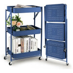 Desserte  roulettes pliante, chariot mobile  3 niveaux, chariot de cuisine, pas d'assemblage, 46 x ...
