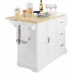 Desserte de cuisine  roulettes avec 3 tiroirs, 2 portes et tagre - plan de travail extensible jusqu' ...