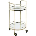 Pegane - desserte , table de desserte en mtal dor et verre - longueur 46 x profondeur 43 x hauteur ...