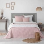 Dessus de lit matelass� 'mellow' 80x180cm rose & blanc