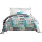 Dessus de lit patchwork, couvre - lit matelass, jet de lit pour lit double, 150x200cm, patchwork vert ...