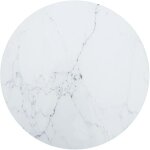 Dessus de table blanc �50x0, 8cm verre tremp� avec design marbre