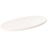Dessus de table blanc 70x35x2, 5 cm bois de pin massif ovale