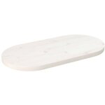 Dessus de table blanc 70x35x2, 5 cm bois de pin massif ovale