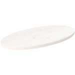 Dessus de table blanc 80x40x2, 5 cm bois de pin massif ovale