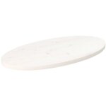 Dessus de table blanc 80x40x2, 5 cm bois de pin massif ovale
