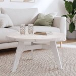 Dessus de table rond blanc �80x3 cm bois de pin massif vidaxl