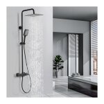 Detbom - colonne de douche thermostatique syst�me de douche noir ensemble douche avec mitigeur thermostatique ...