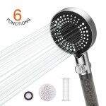 Detbom - douchette � main 6 jets au choix pommeau de douche chrom� avec bouton stop douchette avec anti ...