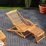 Deuba - casaria chaise longue en bois d'acacia bain de soleil ergonomique avec appui tte transat jardin ...