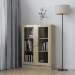 Devenirriche - the living store armoire  vitrine chne sonoma 82, 5x30, 5x115 cm bois ingnierie - bibliothq ...