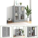 Devenirriche - the living store armoire  vitrine sonoma gris 82, 5x30, 5x115cm bois d'ingnierie - bibliothq ...