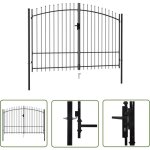 The living store portillon double porte avec dessus  pointe acier 3x2 m noir - portail de jardin - portillon ...