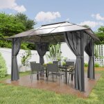 Devoko - chapiteau de pavillon de jardin en aluminium 3x4m avec parois latrales de toit en pc, gris ...