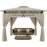 Tonnelle de jardin 3�3m protection uv 50 + , double toit imperm�able avec parois lat�rales, 4 � 6 personnes, ...