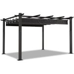 Devoko - tonnelle / pergola aluminium - 3 x 4m - bche coulissante rtractable - dunkelgrau