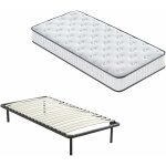 Ensemble compos:matelas en mousse 22 cm et mousse a mmoire matelas + sommier  lattes sur pieds - 4 ...